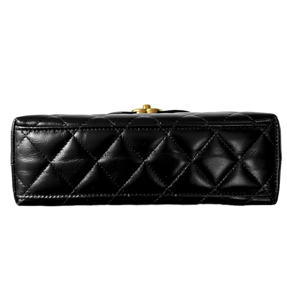 NEW CHANEL 24P BLACK LEATHER NANO KELLY MINI TOP HANDLE SHOPPING BAG - Picture 5 of 16